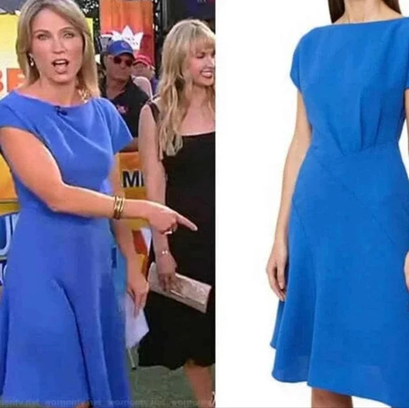 Reiss Victoria capped sleeve midi dress, Blue Royal Color - Picture 3 of 17